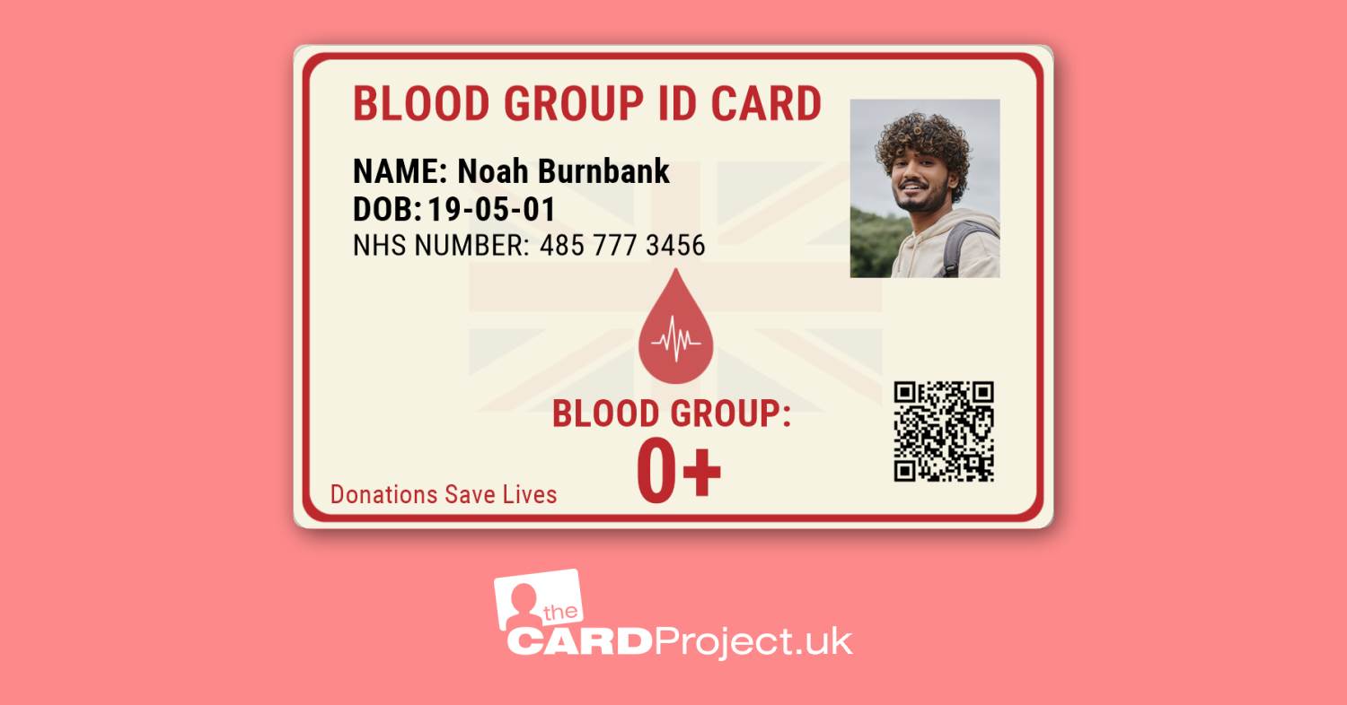 UK Blood Group Photo ID Card Design 3 (FRONT)